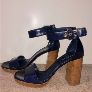 Prada wooden strappy heel sandals